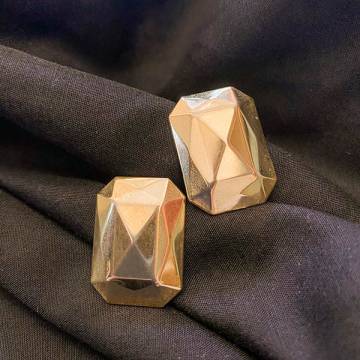 Vintage Brass Diamond-Shaped Earrings 1980s